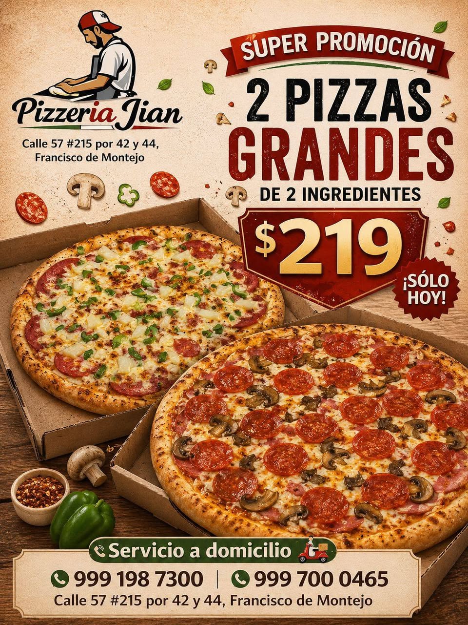 Pizzeria Jian: Promociones y Servicio a Domicilio en Yucatán
