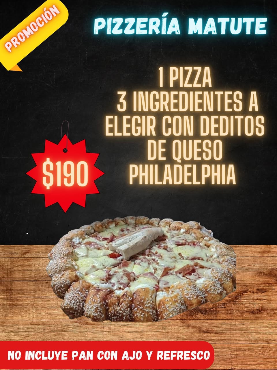 Pizzería Matute: Promoción de 1 Pizza con Queso Philadelphia