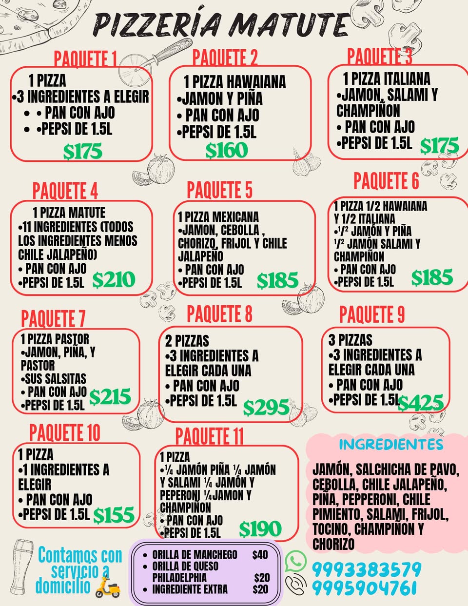 Pizzería Matute: Promoción de 1 Pizza con Queso Philadelphia