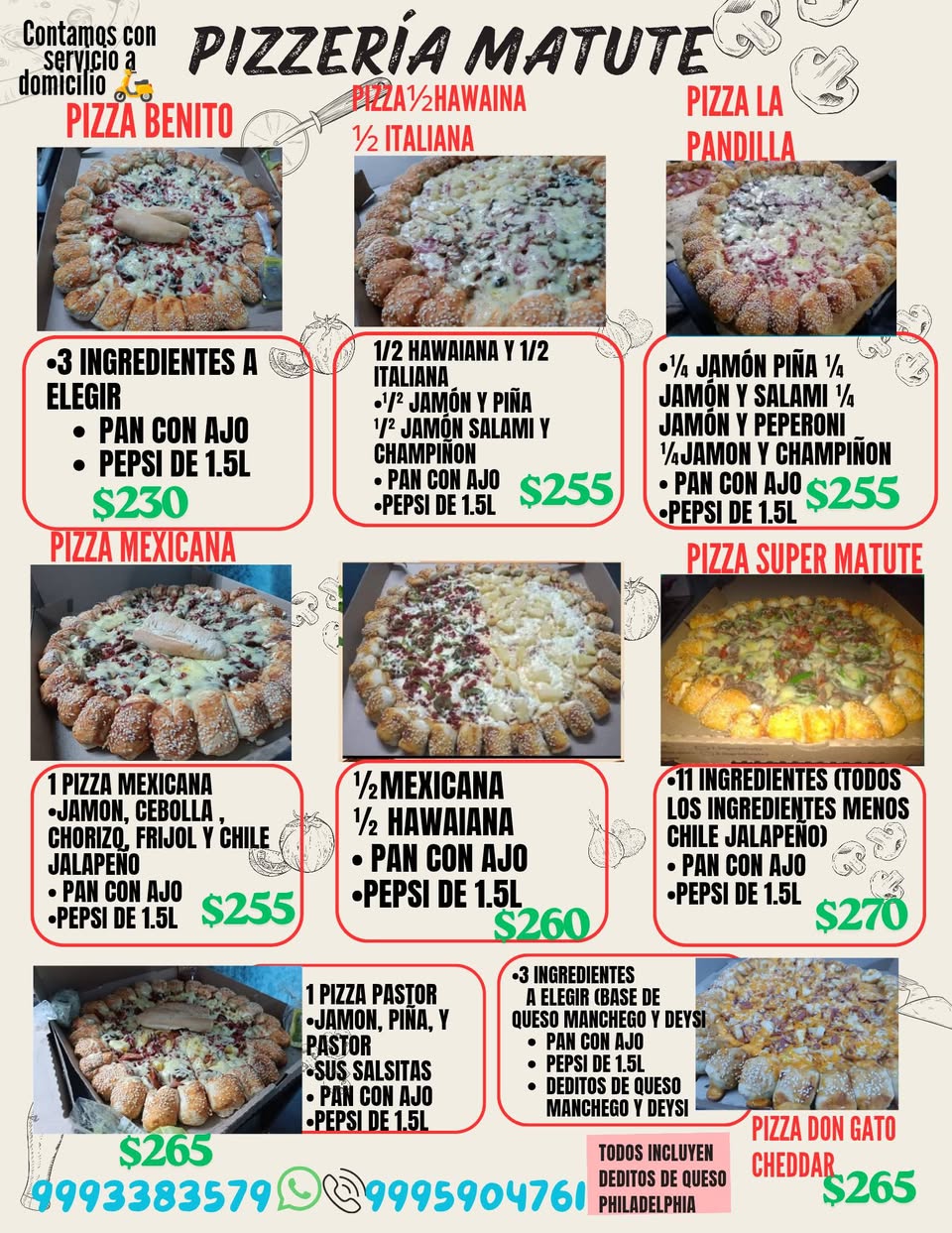 Pizzería Matute: Promoción de 1 Pizza con Queso Philadelphia