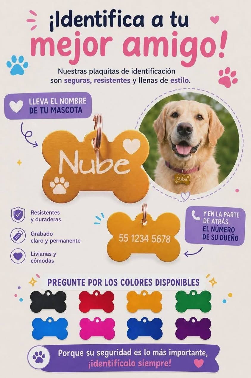 Plaquitas de Identificación Resistentes y Estilizadas para Mascotas