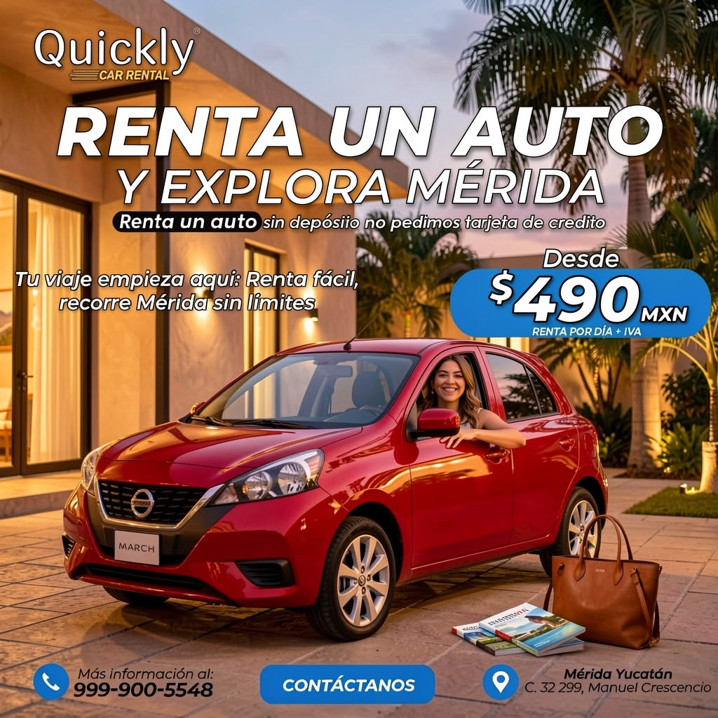 Renta un auto en Mérida sin depósito ni tarjeta de crédito desde $490 MXN por día