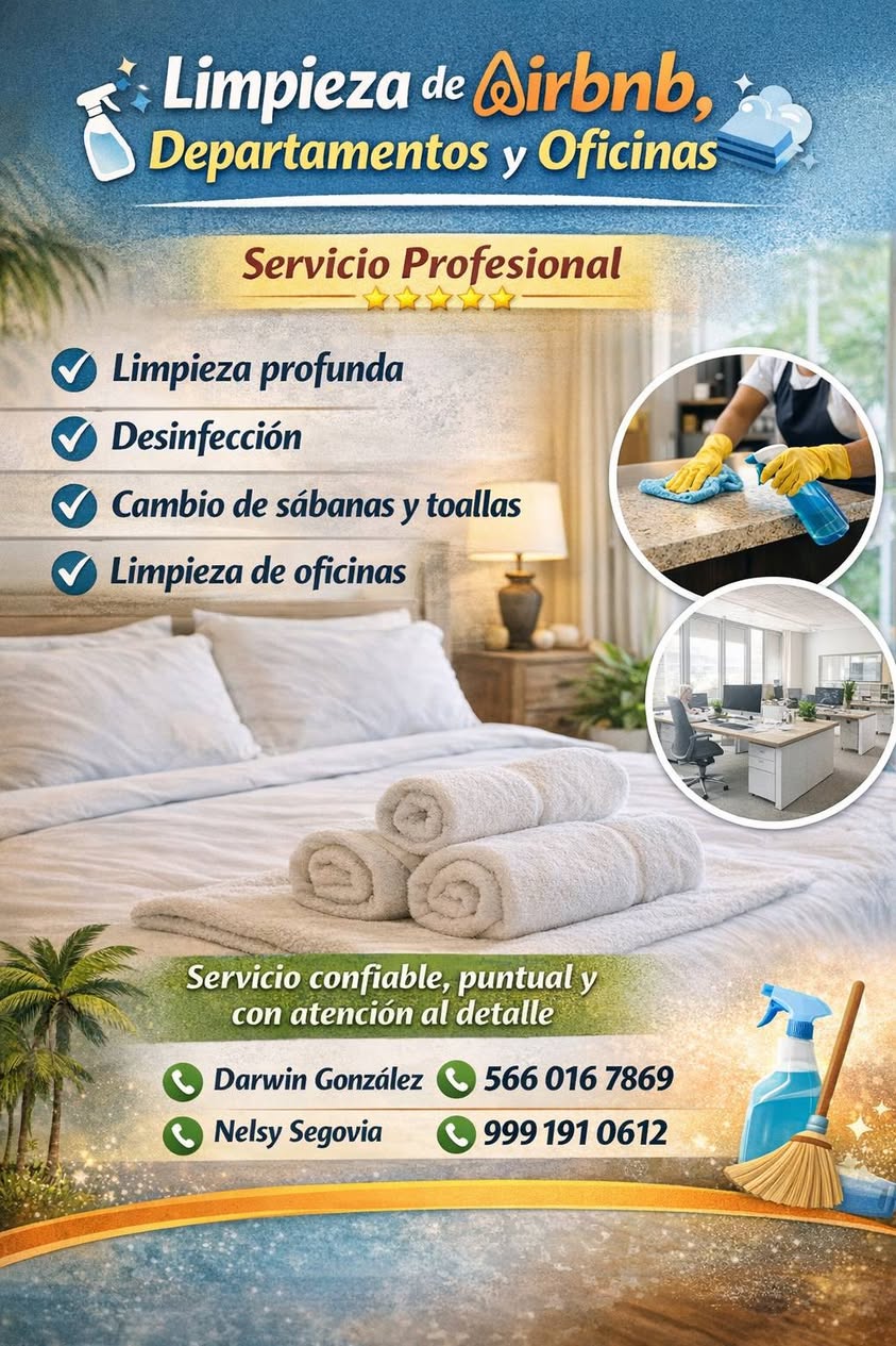 Servicio profesional de limpieza para Airbnb, departamentos y oficinas en Mérida