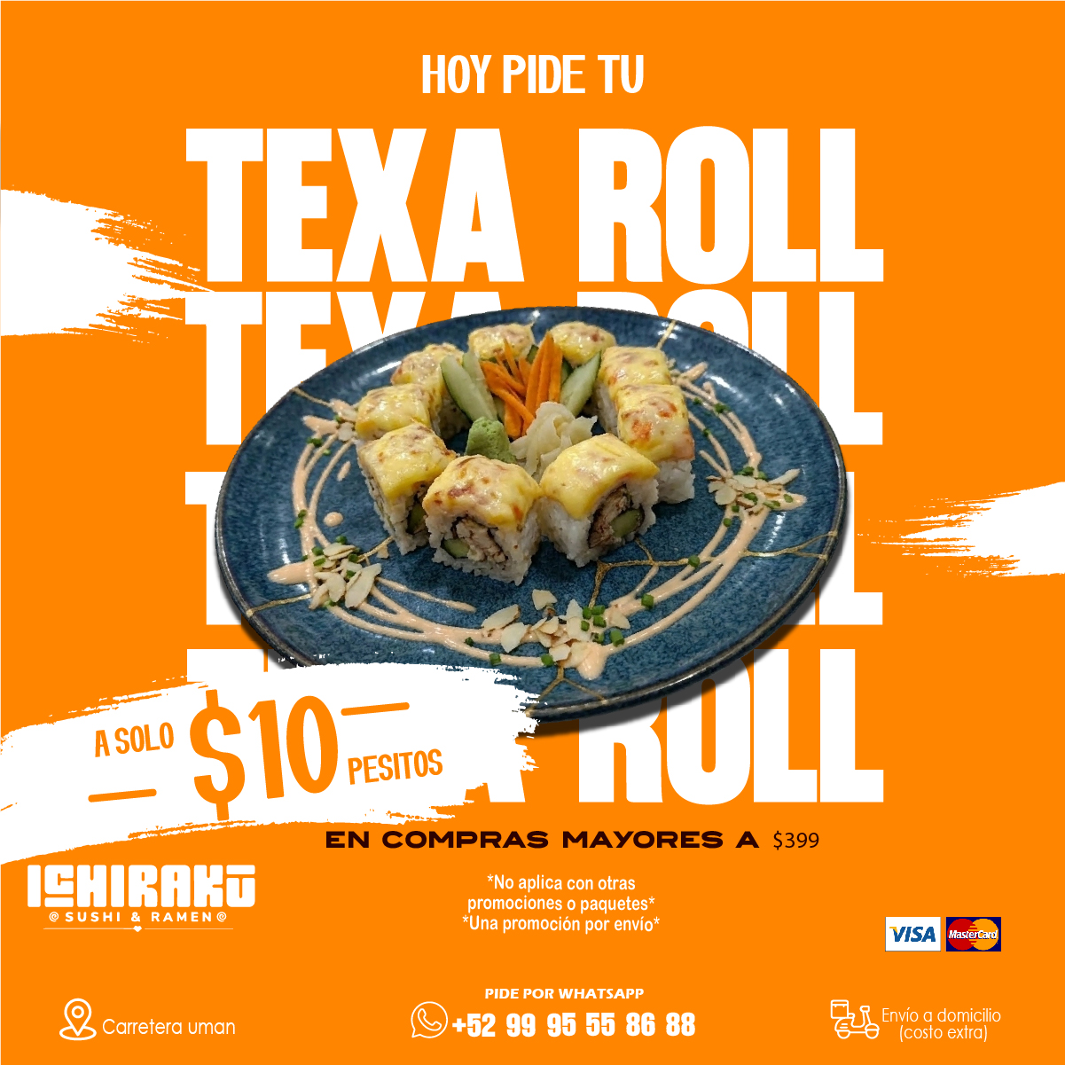 Sushi y Ramen a Domicilio: Ofertas especiales de Texas Roll e Ishirako