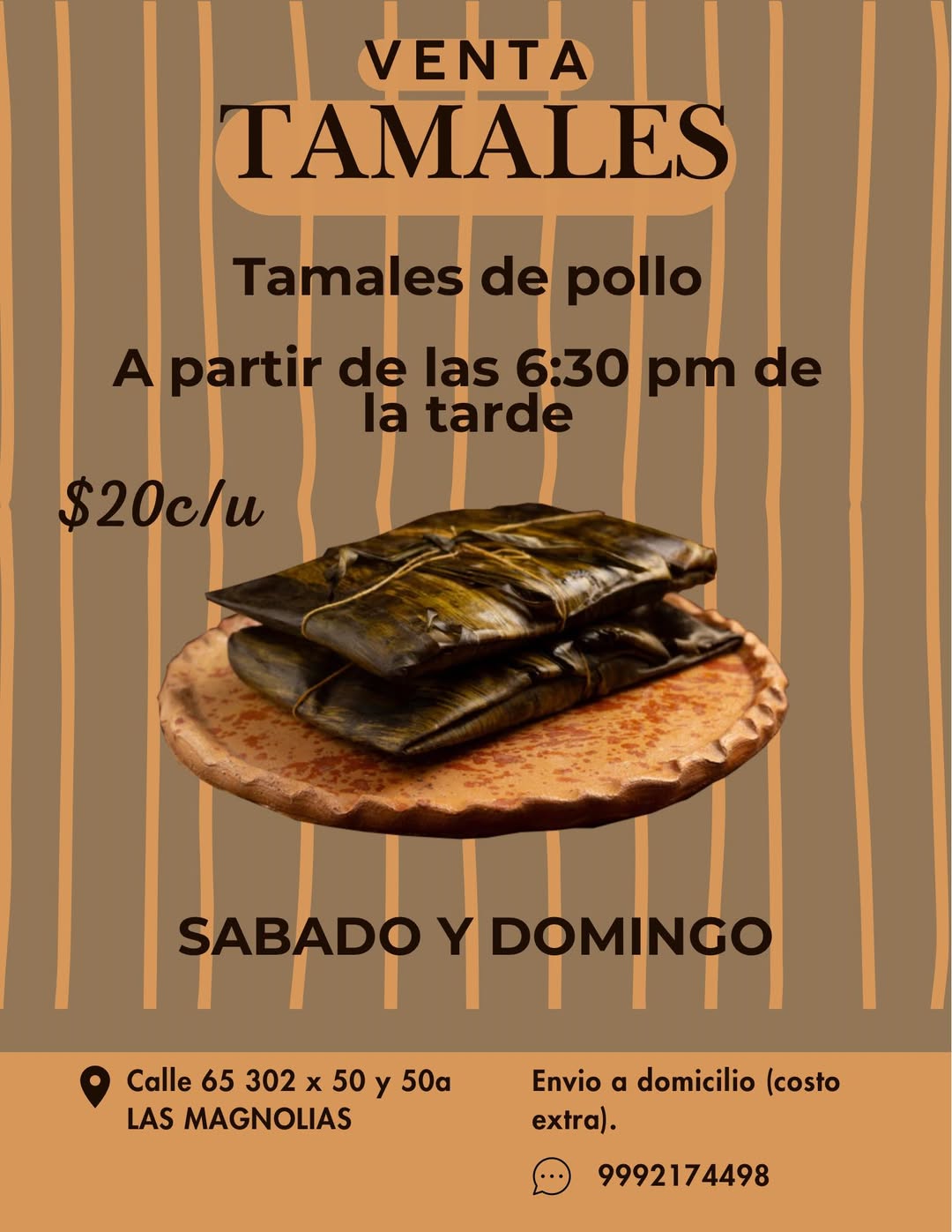 Tamales de Pollo a Domicilio en Las Magnolias, Terranova y Merida