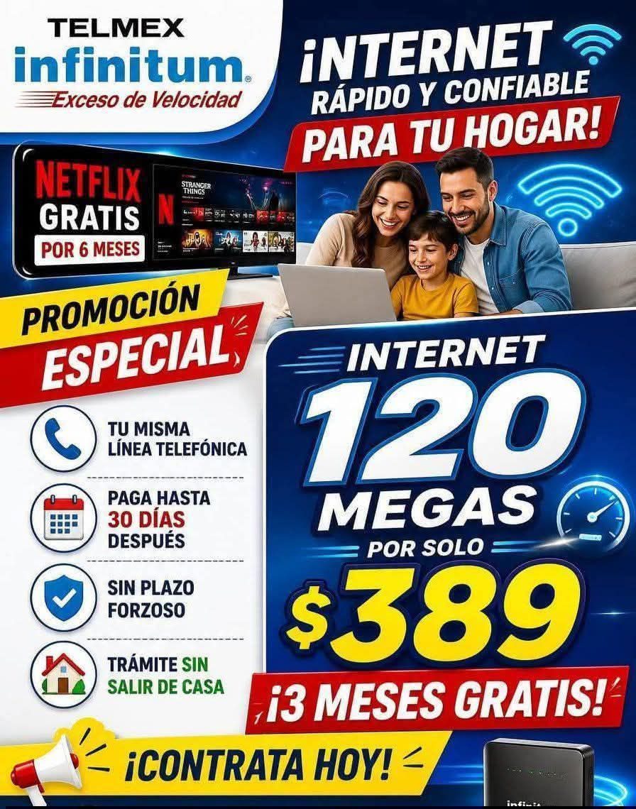 Telmex internet 120 megabytes — San Camilo