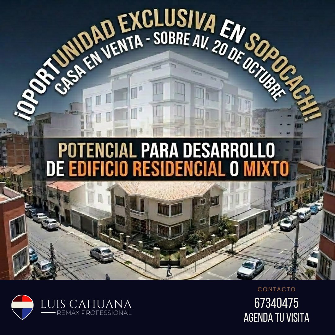 Terreno y construcción ideal para desarrollo inmobiliario en Avenida 20 de Octubre