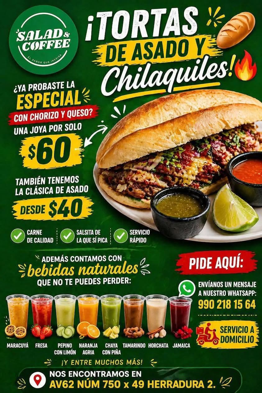 Torta de Chilaquiles y Tortas de Asado, Sabor Casero Hecho al Momento