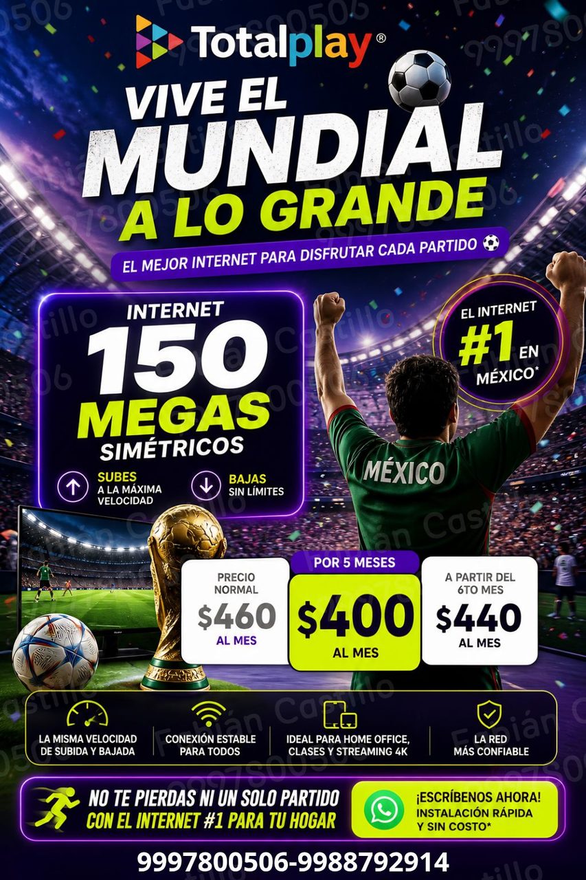 Promoción internet rápido Mundial fútbol Totalplay México descuentos