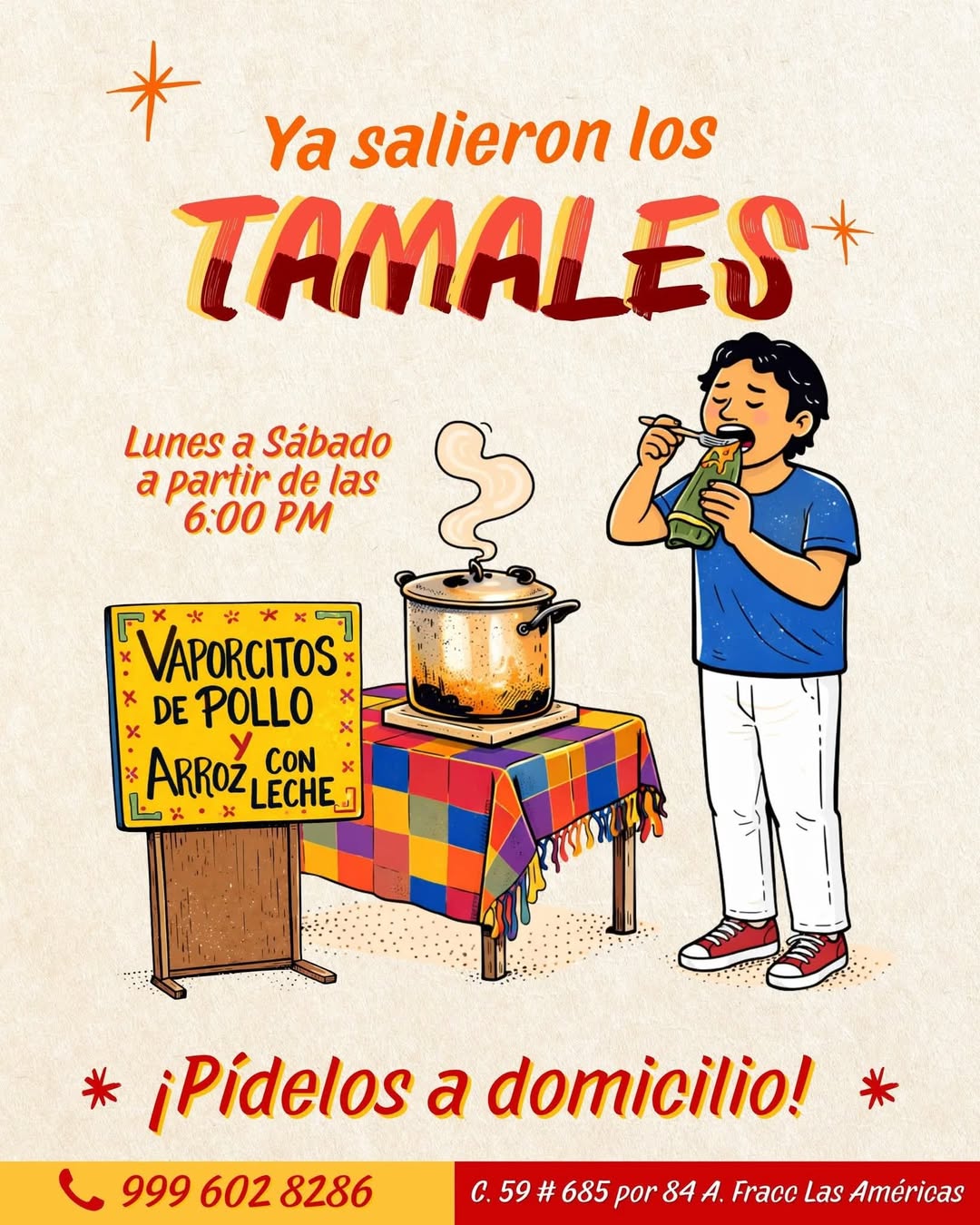 Vaporcitos Yucatecos: Pollo, Carne Molida y Arroz con Leche Casero