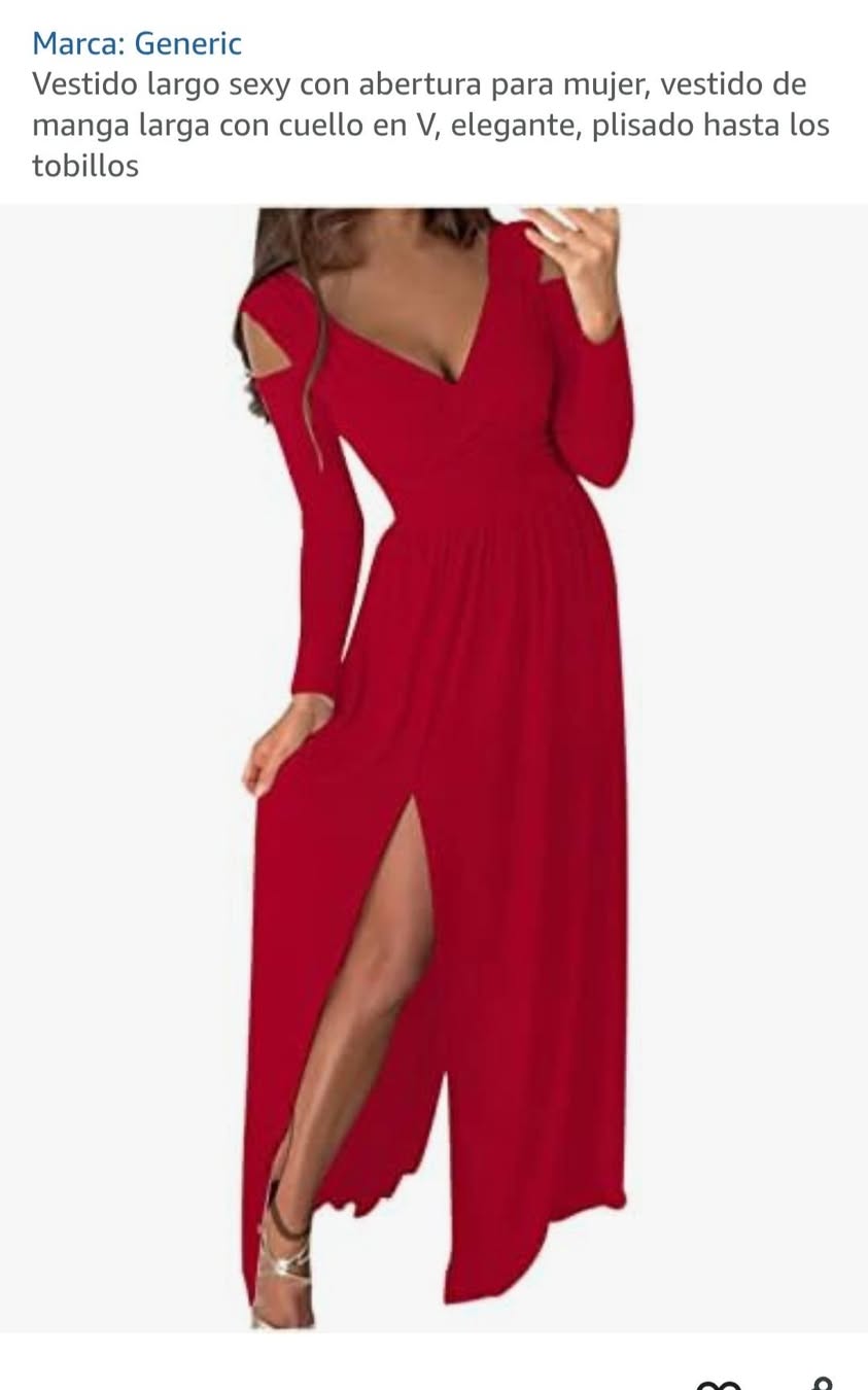 Vestido rojo bellísimo con abertura de piernas y escote en hombros