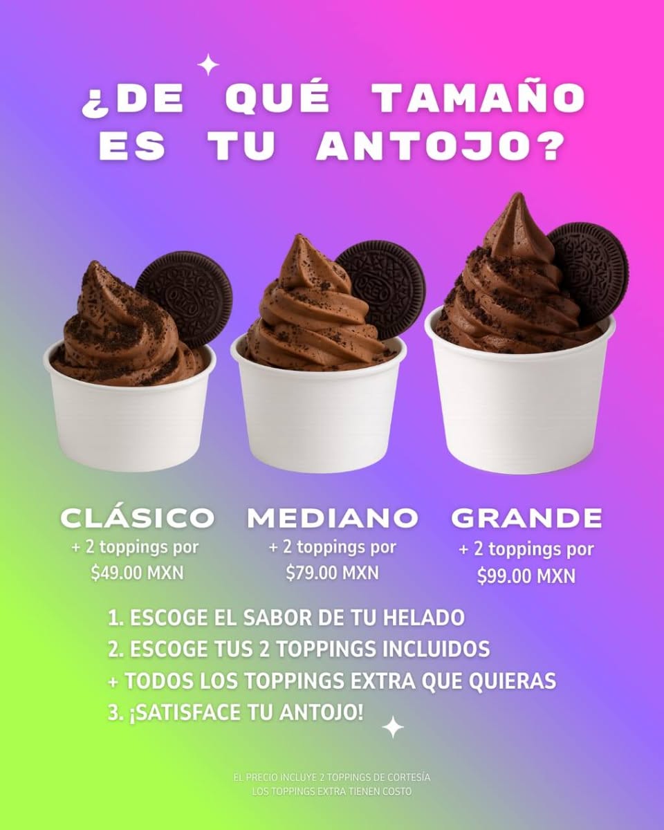 Yelado Mérida Helado Suave con Toppings