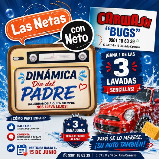 Sorteo de lavados para celebrar el Día del Padre