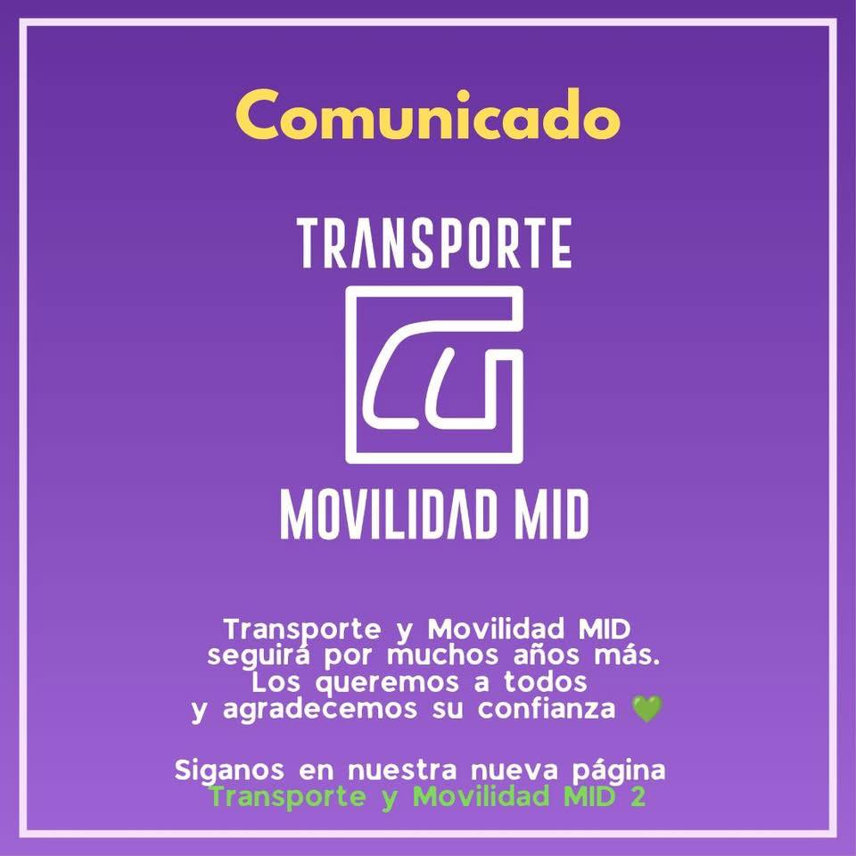 Comunicado: Transporte y Movilidad MID continúa operando