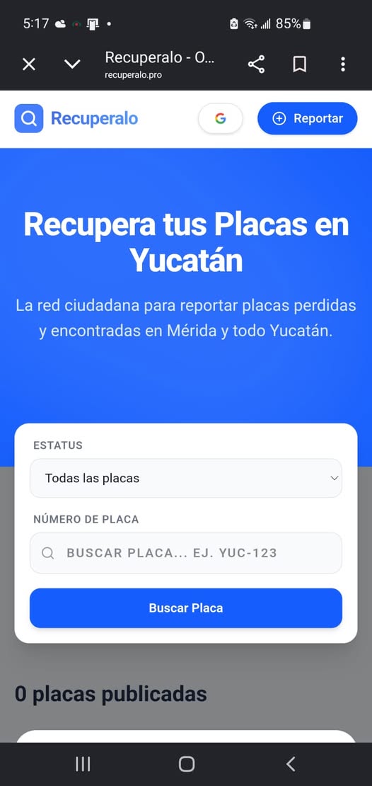 Plataforma digital para recuperar placas perdidas en Yucatán